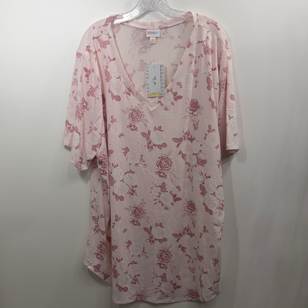 LulaRoe Iris pink floral short sleeve top size 3XL. NWT.